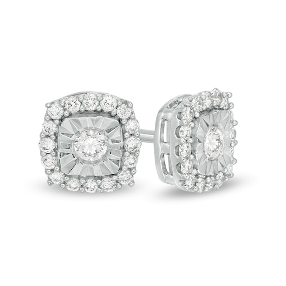 0.15 CT. T.W. Diamond Frame Stud Earrings in Sterling Silver