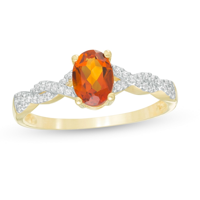 Oval Madeira Citrine and 0.10 CT. T.W. Diamond Braid Ring in 10K Gold|Peoples Jewellers