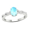 Thumbnail Image 0 of Oval Aquamarine and 0.10 CT. T.W. Diamond Twist Shank Ring in 10K White Gold