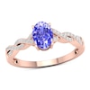 Thumbnail Image 0 of Oval Tanzanite and 0.10 CT. T.W. Diamond Twist Shank Ring in 10K Rose Gold