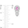 Thumbnail Image 2 of Oval Lab-Created Pink Sapphire and 0.115 CT. T.W. Diamond Double Frame Cascading J-Hoop Earrings in Sterling Silver