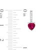 5.0mm Heart-Shaped Lab-Created Ruby and White Sapphire Line Drop Earrings in Sterling Silver