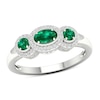Thumbnail Image 0 of Emerald and 0.12 CT. T.W. Diamond Frame Vintage-Style Ring in 10K White Gold