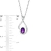 Oval Amethyst and 0.04 CT. T.W. Diamond Teardrop Pendant in 10K White Gold