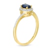 Thumbnail Image 2 of Oval Blue Sapphire and 0.12 CT. T.W. Diamond Frame Bypass Ring in 10K Gold