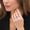 Oval Lab-Created Blue and White Sapphire Frame Multi-Row Ring in Sterling Silver