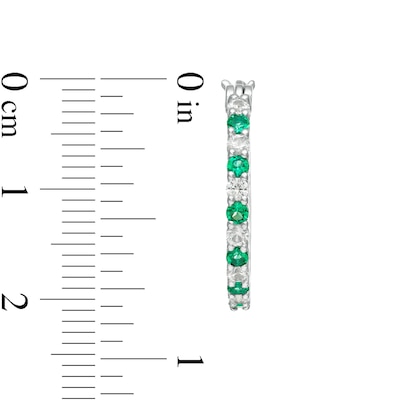 Alternating Lab-Created Emerald and White Sapphire Hoop Earrings in Sterling Silver