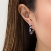 Oval Lab-Created Blue and White Sapphire Hoop Earrings in Sterling Silver