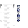 Oval Lab-Created Blue and White Sapphire Hoop Earrings in Sterling Silver