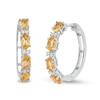 Oval Citrine and Lab-Created White Sapphire Hoop Earrings in Sterling Silver