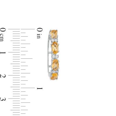 Oval Citrine and Lab-Created White Sapphire Hoop Earrings in Sterling Silver