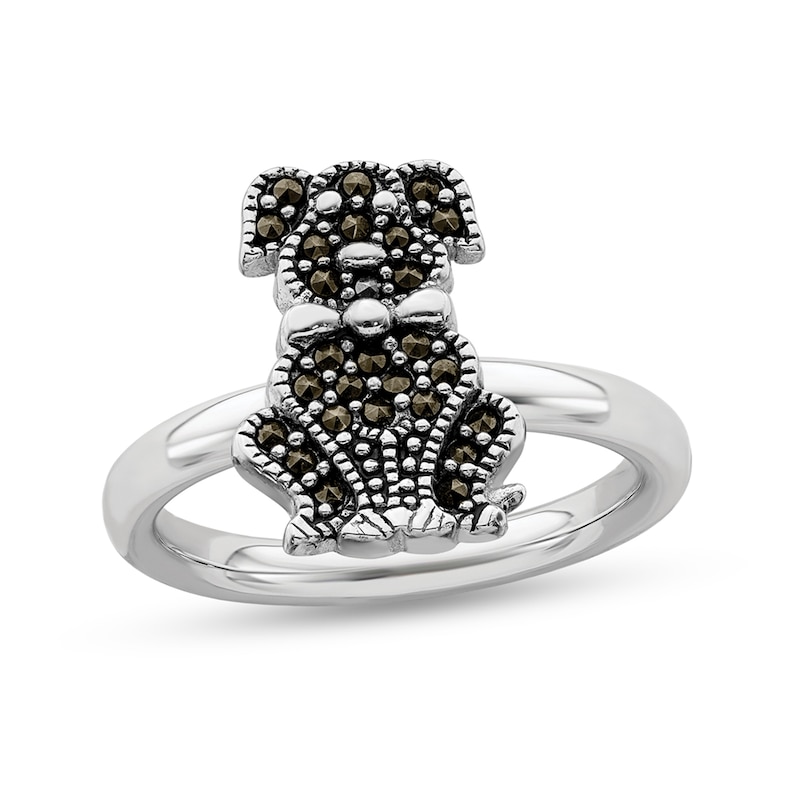 Stackable Expressions™ Marcasite Sitting Dog Ring in Sterling Silver|Peoples Jewellers