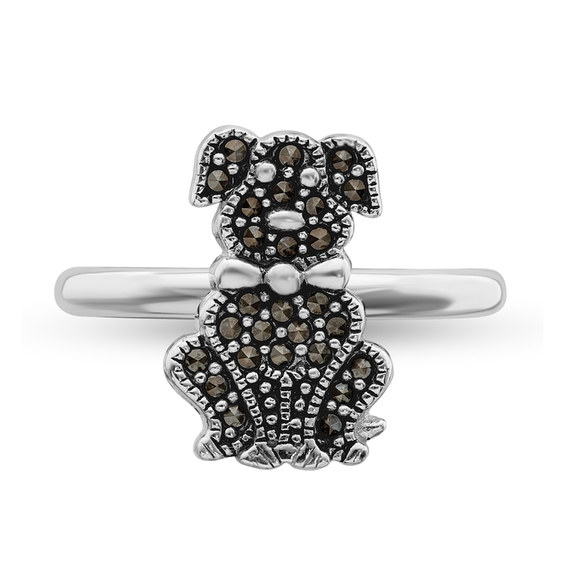 Stackable Expressions™ Marcasite Sitting Dog Ring in Sterling Silver|Peoples Jewellers