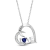 4.0mm Simulated Birthstone and Lab-Created White Sapphire "LOVE" Heart Pendant in Sterling Silver (1 Stone and 2 Lines)