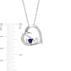 4.0mm Simulated Birthstone and Lab-Created White Sapphire "LOVE" Heart Pendant in Sterling Silver (1 Stone and 2 Lines)