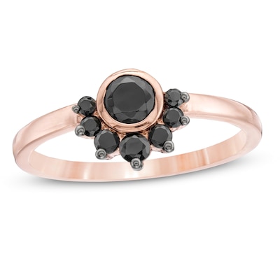 0.37 CT. T.W. Black Diamond Tiara Ring in 10K Rose Gold