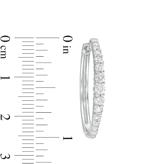 1.00 CT. T.W. Diamond Graduated Hoop Earrings in 10K White Gold