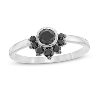 0.37 CT. T.W. Black Diamond Tiara Ring in 10K Gold