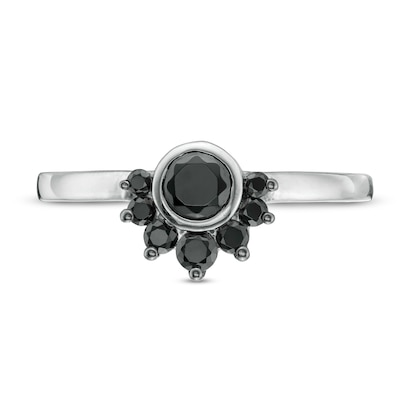 0.37 CT. T.W. Black Diamond Tiara Ring in 10K Gold