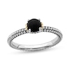 Thumbnail Image 0 of Stackable Expressions™ 5.0mm Onyx Oxidized Beaded Shank Ring in Sterling Silver and 14K Gold