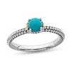 Thumbnail Image 0 of Stackable Expressions™ 5.0mm Turquoise Oxidized Ring in Sterling Silver and 14K Gold