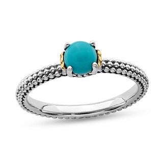 Stackable Expressions™ 5.0mm Turquoise Oxidized Ring in Sterling Silver and 14K Gold