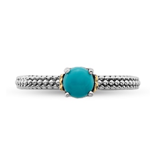 Stackable Expressions™ 5.0mm Turquoise Oxidized Ring in Sterling Silver and 14K Gold