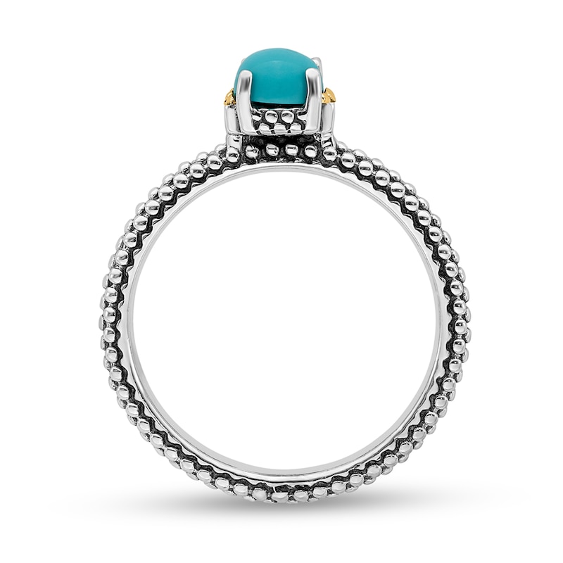 Stackable Expressions™ 5.0mm Turquoise Oxidized Ring in Sterling Silver and 14K Gold