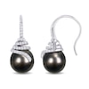Thumbnail Image 0 of 10.0-10.5mm Baroque Black Tahitian Cultured Pearl and 0.32 CT. T.W. Diamond Coil Drop Earrings in 14K White Gold