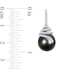 Thumbnail Image 2 of 10.0-10.5mm Baroque Black Tahitian Cultured Pearl and 0.32 CT. T.W. Diamond Coil Drop Earrings in 14K White Gold
