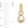 Thumbnail Image 3 of 9.0-9.5mm Baroque Golden South Sea Cultured Pearl and 0.51 CT. T.W. Diamond Huggie Hoop Earrings in 14K Gold