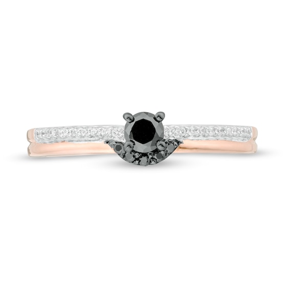 0.23 CT. T.W. Enhanced Black and White Diamond Promise Ring in 10K Rose Gold