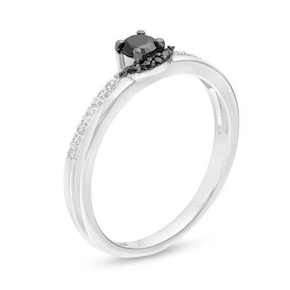 0.23 CT. T.W. Enhanced Black and White Diamond Promise Ring in 10K White Gold