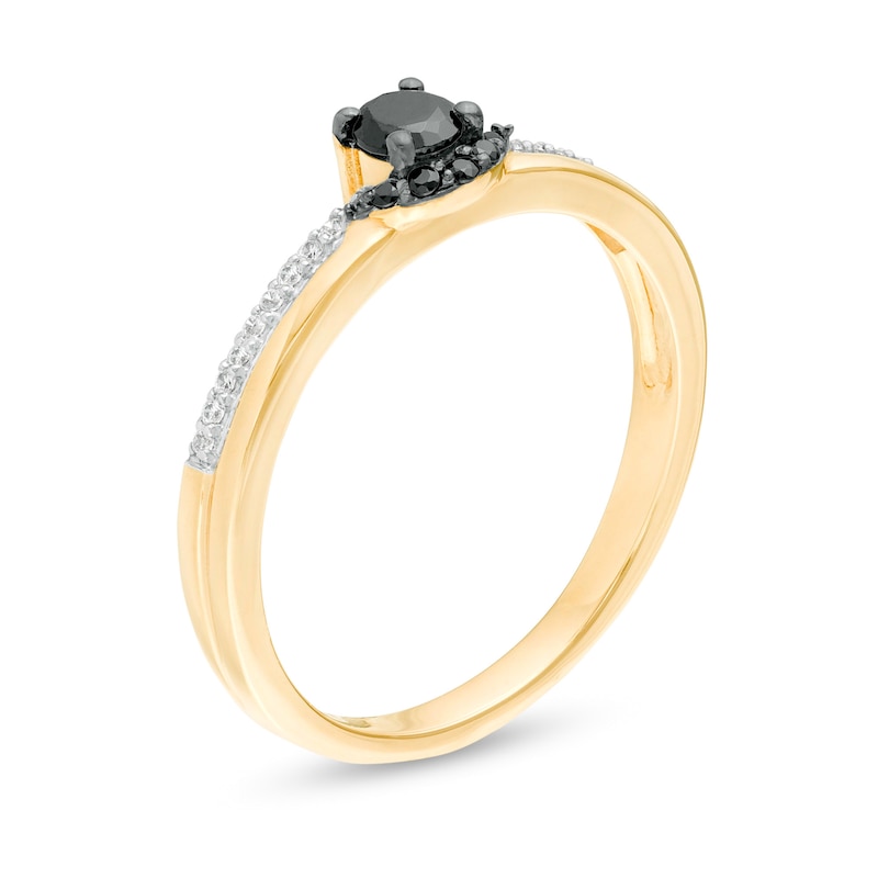 Main Image 3 of 0.23 CT. T.W. Enhanced Black and White Diamond Promise Ring in 10K Gold