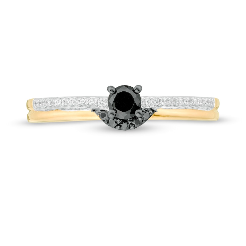 Main Image 4 of 0.23 CT. T.W. Enhanced Black and White Diamond Promise Ring in 10K Gold