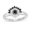 0.29 CT. T.W. Enhanced Black and White Diamond Hexagonal Frame Tiara Ring in 10K White Gold