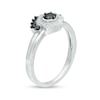 Thumbnail Image 2 of 0.29 CT. T.W. Enhanced Black and White Diamond Hexagonal Frame Tiara Ring in 10K White Gold