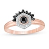 0.29 CT. T.W. Enhanced Black and White Diamond Hexagonal Frame Tiara Ring in 10K Rose Gold