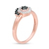 0.29 CT. T.W. Enhanced Black and White Diamond Hexagonal Frame Tiara Ring in 10K Rose Gold