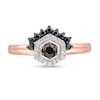 0.29 CT. T.W. Enhanced Black and White Diamond Hexagonal Frame Tiara Ring in 10K Rose Gold