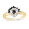 Thumbnail Image 1 of 0.29 CT. T.W. Enhanced Black and White Diamond Hexagonal Frame Tiara Ring in 10K Gold