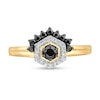 Thumbnail Image 4 of 0.29 CT. T.W. Enhanced Black and White Diamond Hexagonal Frame Tiara Ring in 10K Gold