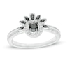 0.29 CT. T.W. Enhanced Black and White Diamond Frame Petal Ring in 10K White Gold