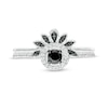 Thumbnail Image 3 of 0.29 CT. T.W. Enhanced Black and White Diamond Frame Petal Ring in 10K White Gold