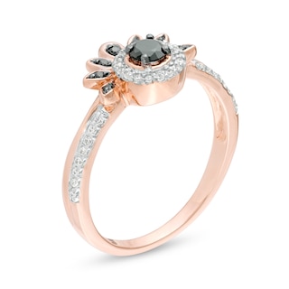 0.29 CT. T.W. Enhanced Black and White Diamond Frame Petal Ring in 10K Rose Gold