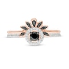 0.29 CT. T.W. Enhanced Black and White Diamond Frame Petal Ring in 10K Rose Gold