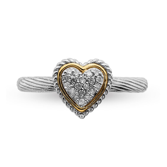 Stackable Expressions™ 0.09 CT. T.W. Composite Diamond Heart Ring in Sterling Silver and 14K Gold