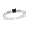 Thumbnail Image 0 of 0.23 CT. T.W. Enhanced Black and White Diamond Alternating Marquise Promise Ring in 10K White Gold