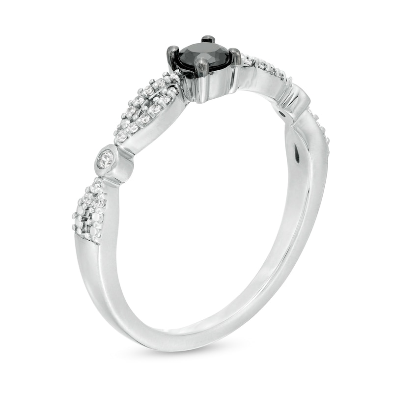 0.23 CT. T.W. Enhanced Black and White Diamond Alternating Marquise Promise Ring in 10K White Gold|Peoples Jewellers