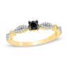 Thumbnail Image 0 of 0.23 CT. T.W. Enhanced Black and White Diamond Alternating Marquise Promise Ring in 10K Gold